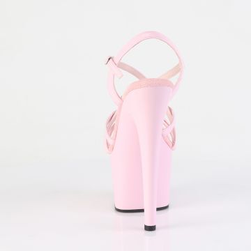 Růžové páskové boty na podpatku ADO713/BP/M Pleaser | ADORE-713 - zezadu