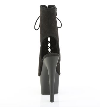 Černé semiš go-go kotníčkové kozačky ADO1016/BFS/M | ADORE-1016 Pleaser - zezadu Černé semiš go-go kotníčkové kozačky ADO1016/BFS/M | ADORE-1016 Pleaser - zezadu