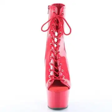 Červené go-go kotníčkové kozačky ADO1016/R/M | ADORE-1016 Pleaser - zepředu