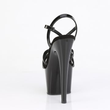 Černé páskové boty na podpatku ADO713/B/M Pleaser | ADORE-713 - zezadu