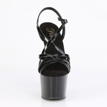 Černé páskové boty na podpatku ADO713/B/M Pleaser | ADORE-713 - zepředu