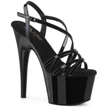 Černé páskové boty na podpatku ADO713/B/M Pleaser | ADORE-713 Pleaser