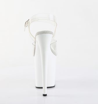 FLAM808/C/W bílé sexy sandály | FLAMINGO-808 Pleaser - zezadu