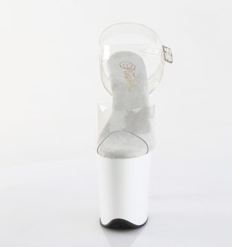 FLAM808/C/W bílé sexy sandály | FLAMINGO-808 Pleaser - zepředu