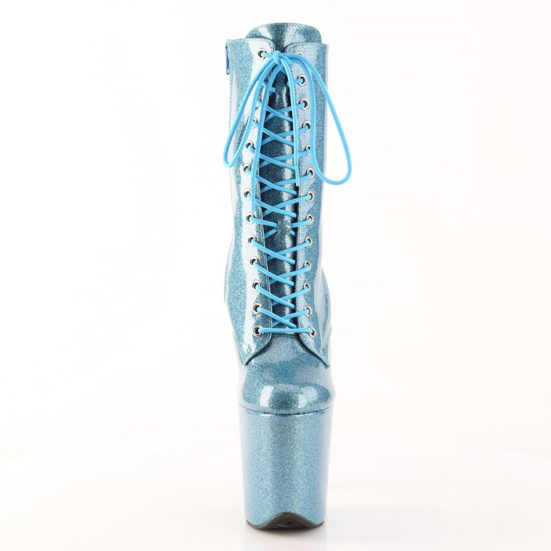 Modré exotic dance kozačky FLAM1040GP/BBG/M | FLAMINGO-1040GP Pleaser - zepředu