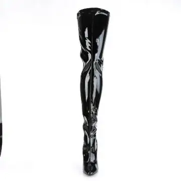 Černé lakované stehenní kozačky SED3063/B | SEDUCE-3063 Pleaser - zepředu