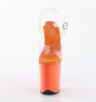 FLAM808/C/OG oranžové sexy sandály | FLAMINGO-808 Pleaser - zepředu