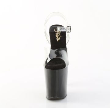 Černé sexy sandály s kamínky XTM808SPRS/C/B-PW | XTREME-808SPRS Pleaser - zepředu