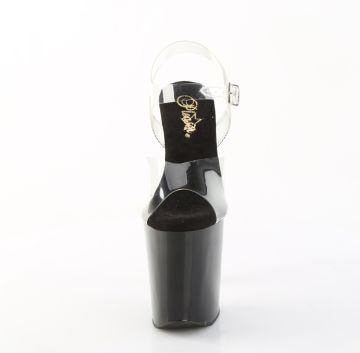 Černé sandály se zdobením kamínky Pleaser XTM808SPRS/C/B-SMC | XTREME-808SPRS - zepředu