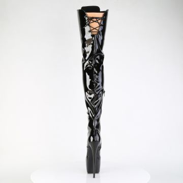 Černé stehenní kozačky Pleaser JUB4012/B | JUBILANT-4012 - zezadu