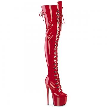 Červené kozačky na stehna Pleaser JUB4012/R