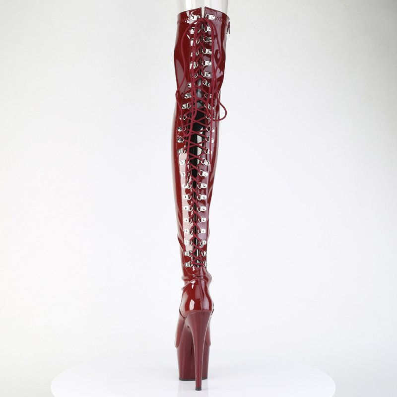 Rudé erotické kozačky ADO3063/BY/M | ADORE-3063 Pleaser - zezadu