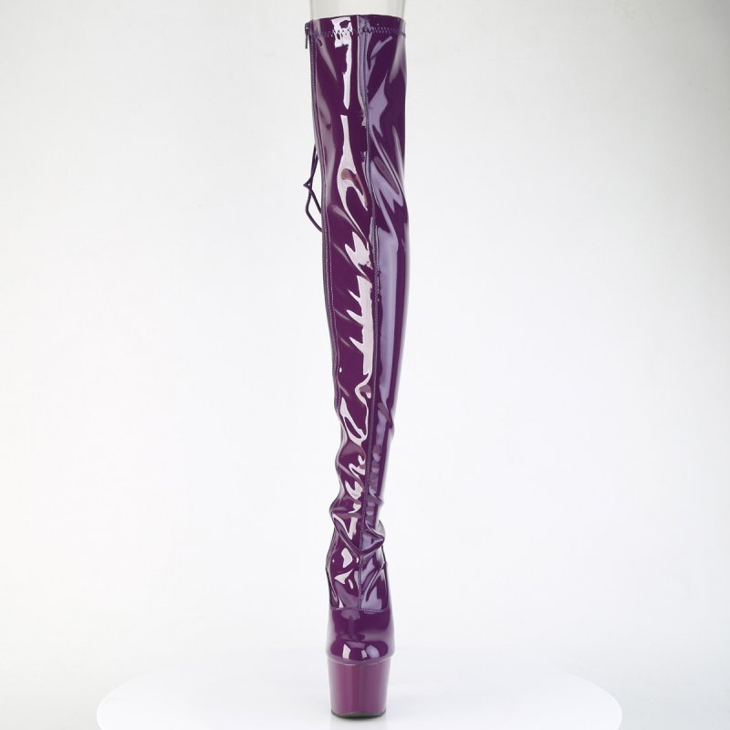 Fialové erotické kozačky ADO3063/PP/M | ADORE-3063 Pleaser - zepředu