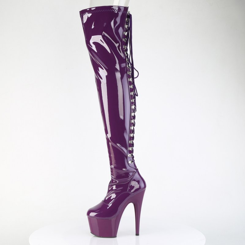 Fialové erotické kozačky ADO3063/PP/M | ADORE-3063 Pleaser - z vnitřku