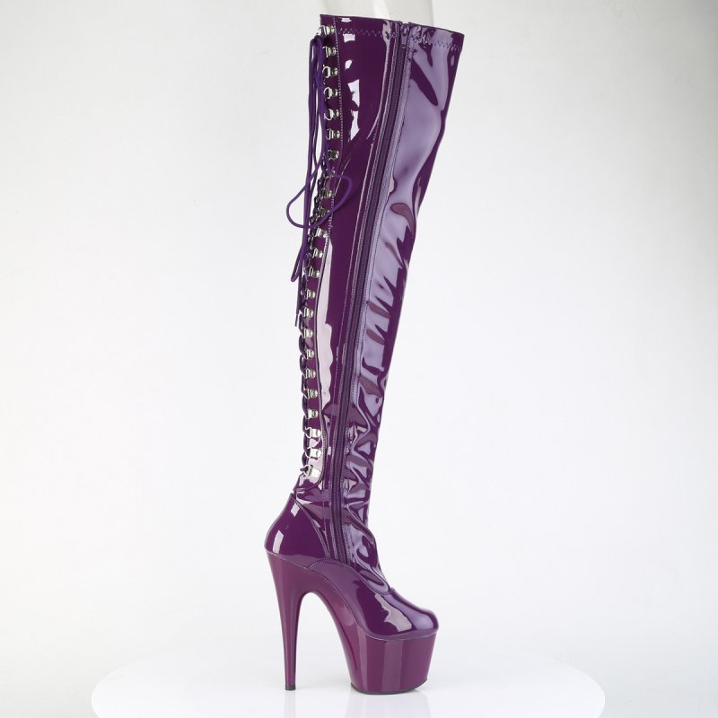 Fialové erotické kozačky ADO3063/PP/M | ADORE-3063 Pleaser - z vnějšku