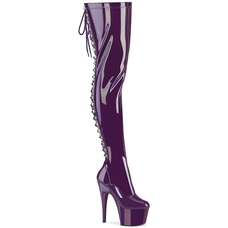 Fialové erotické kozačky ADO3063/PP/M | ADORE-3063 Pleaser