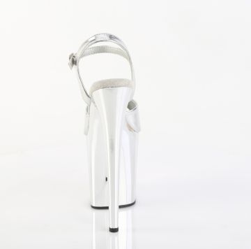 Stříbrné sandály Pleaser FLAM809/SMPU/SCH | FLAMINGO-809 - zezadu