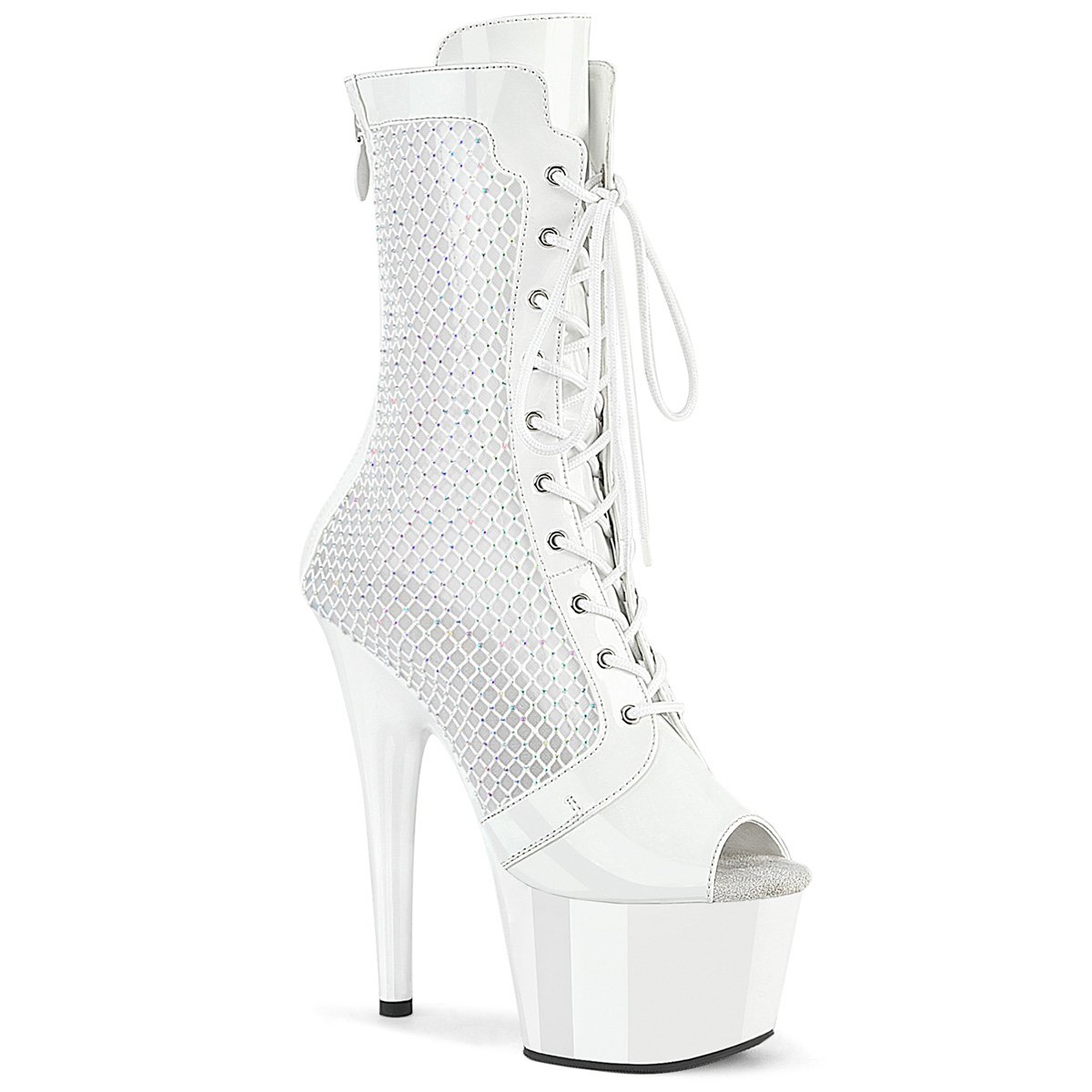 Bílé kozačky Pleaser ADO1048RSNT/W-RS/M | ADORE-1048RSNT Pleaser