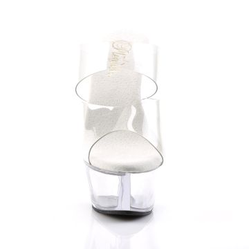 Průhledné pantofle s platformou a dvěma pásky KISS202/C/M | KISS-202 Pleaser - zepředu Průhledné pantofle s platformou a dvěma pásky KISS202/C/M | KISS-202 Pleaser - zepředu