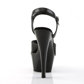 Černé kožené sexy boty KISS209/B/LE | KISS-209 Pleaser - zezadu Černé kožené sexy boty KISS209/B/LE | KISS-209 Pleaser - zezadu