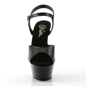Černé kožené sexy boty KISS209/B/LE | KISS-209 Pleaser - zepředu Černé kožené sexy boty KISS209/B/LE | KISS-209 Pleaser - zepředu