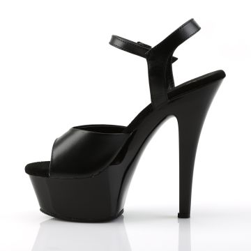 Černé kožené sexy boty KISS209/B/LE | KISS-209 Pleaser - z vnitřku Černé kožené sexy boty KISS209/B/LE | KISS-209 Pleaser - z vnitřku