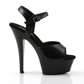 Černé kožené sexy boty KISS209/B/LE | KISS-209 Pleaser - z vnějšku Černé kožené sexy boty KISS209/B/LE | KISS-209 Pleaser - z vnějšku