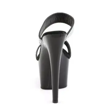Černé luxusní pantofle s ozdobnými pásky ADO702-2/B/RS | ADORE-702-2 Pleaser - zezadu