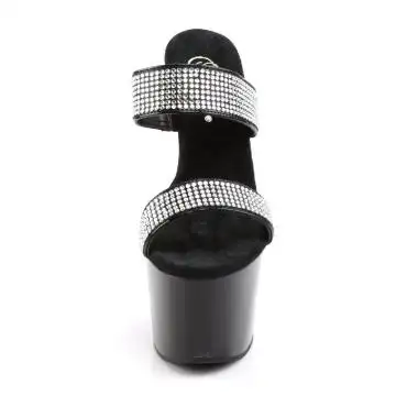 Černé luxusní pantofle s ozdobnými pásky ADO702-2/B/RS | ADORE-702-2 Pleaser - zepředu