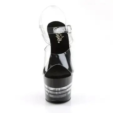 Černé sexy sandály s pruhy na platformě ADO708LN/C/B Pleaser | ADORE-708LN Pleaser - zepředu