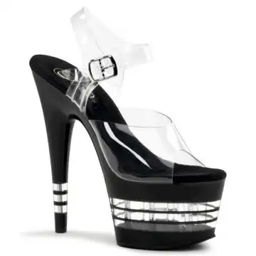 Černé sexy sandály s pruhy na platformě ADO708LN/C/B Pleaser | ADORE-708LN Pleaser