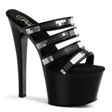 černá sexy obuv na podpatku a platformě SKY-304/B/MIR Pleaser