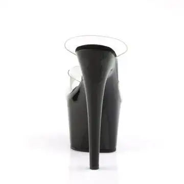 Černé sexy pantofle se dvěma průhlednými pásky ADO702/C/B | ADORE-702 Pleaser - zezadu