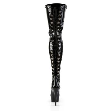 Černé stehenní erotické kozačky DEL3063/B/M | DELIGHT-3063 Pleaser - zezadu Černé stehenní erotické kozačky DEL3063/B/M | DELIGHT-3063 Pleaser - zezadu