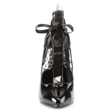 Černé erotické lodičky s mašlí DOM456/B | DOMINA-456 Pleaser - zepředu Černé erotické lodičky s mašlí DOM456/B | DOMINA-456 Pleaser - zepředu