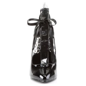 Černé erotické lodičky s mašlí DOM456/B | DOMINA-456 Pleaser - zepředu