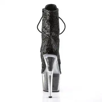 Černé kotníčkové go-go kozačky s třpytkami ADO1020G/B/M | ADORE-1020G Pleaser - zezadu