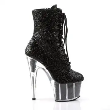 Černé kotníčkové go-go kozačky s třpytkami ADO1020G/B/M | ADORE-1020G Pleaser - z vnějšku