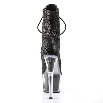 Černé kotníčkové go-go kozačky s třpytkami ADO1020G/B/M | ADORE-1020G Pleaser - zezadu
