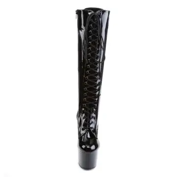 Černé sexy kozačky pod kolena ADO2023/B/M | ADORE-2023 Pleaser - zepředu