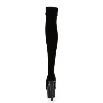 Černé kozačky s natahovací nohavicí ADO3002/B/VEL | ADORE-3002 Pleaser - zezadu