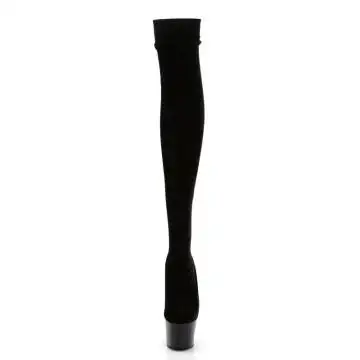 Černé kozačky s natahovací nohavicí ADO3002/B/VEL | ADORE-3002 Pleaser - zepředu