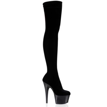 ADORE-3002 | Černé kozačky s natahovací nohavicí ADO3002/B/VEL Pleaser