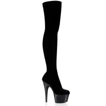 Černé kozačky s natahovací nohavicí ADO3002/B/VEL | ADORE-3002 Pleaser