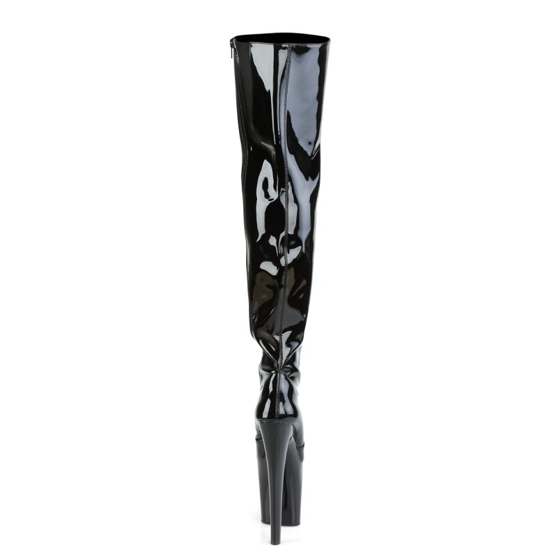 Černé sexy kozačky pro dominy XTM3010/B/M Pleaser | XTREME-3010 Pleaser - zezadu
