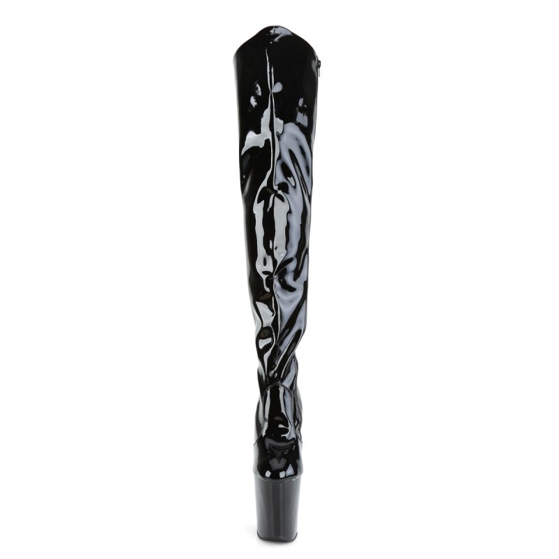 Černé sexy kozačky pro dominy XTM3010/B/M Pleaser | XTREME-3010 Pleaser - zepředu