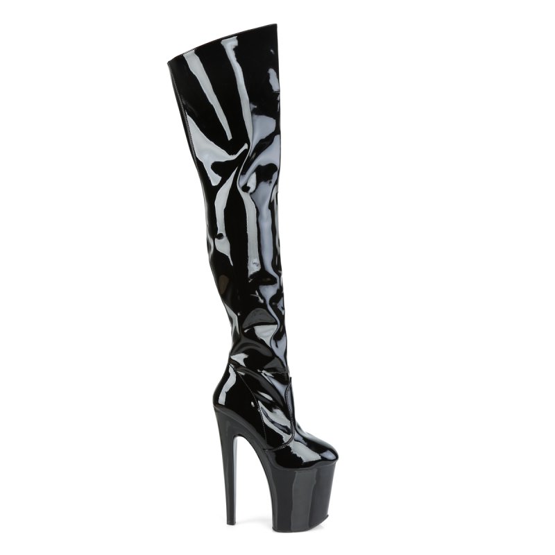 Černé sexy kozačky pro dominy XTM3010/B/M Pleaser | XTREME-3010 Pleaser - z vnějšku