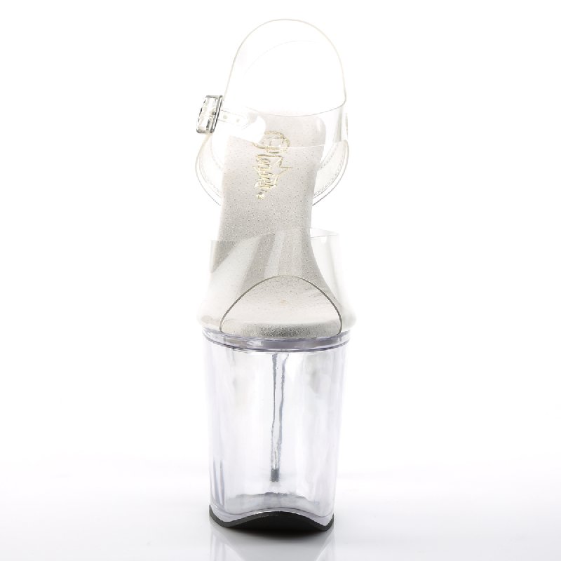 Průhledné sexy boty na extrémní platformě XTM808/C/M | XTREME-808 Pleaser - zepředu