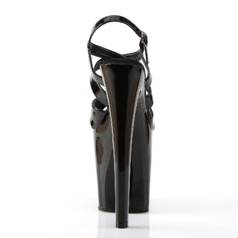Černé páskové sexy boty na extrémním podpatku XTM872/B/M | XTREME-872 Pleaser - zezadu