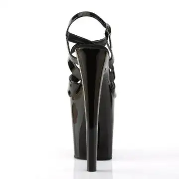 Černé páskové sexy boty na extrémním podpatku XTM872/B/M | XTREME-872 Pleaser - zezadu